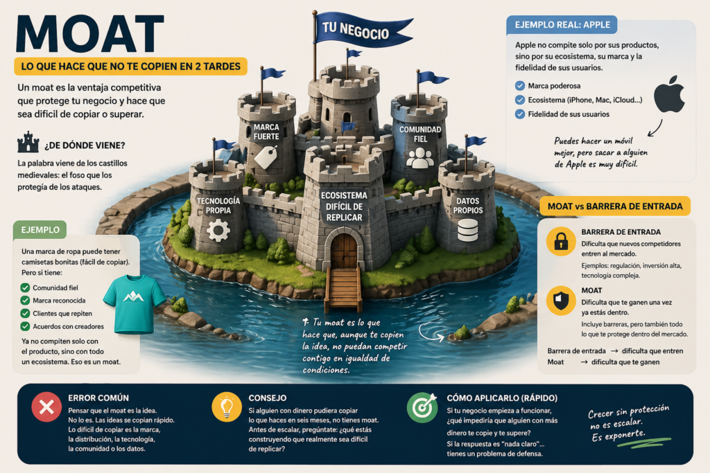 Qué es un moat en startups y ejemplos de ventaja competitiva