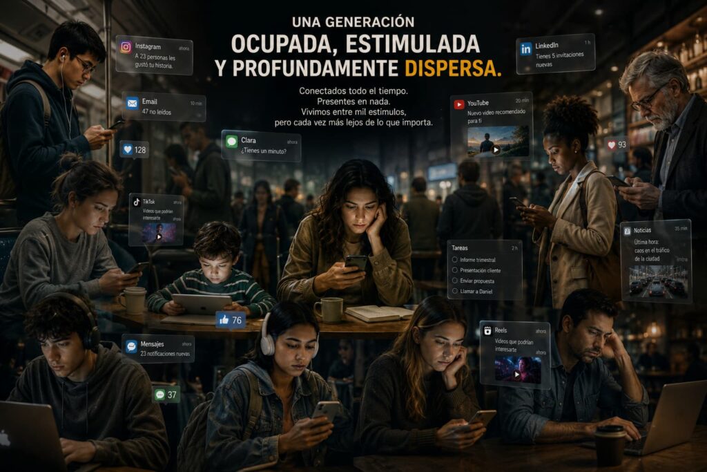Ilustración editorial sobre la Ley de Pareto y cómo el foco en pocas acciones importantes genera la mayoría de los resultados en la era digital.